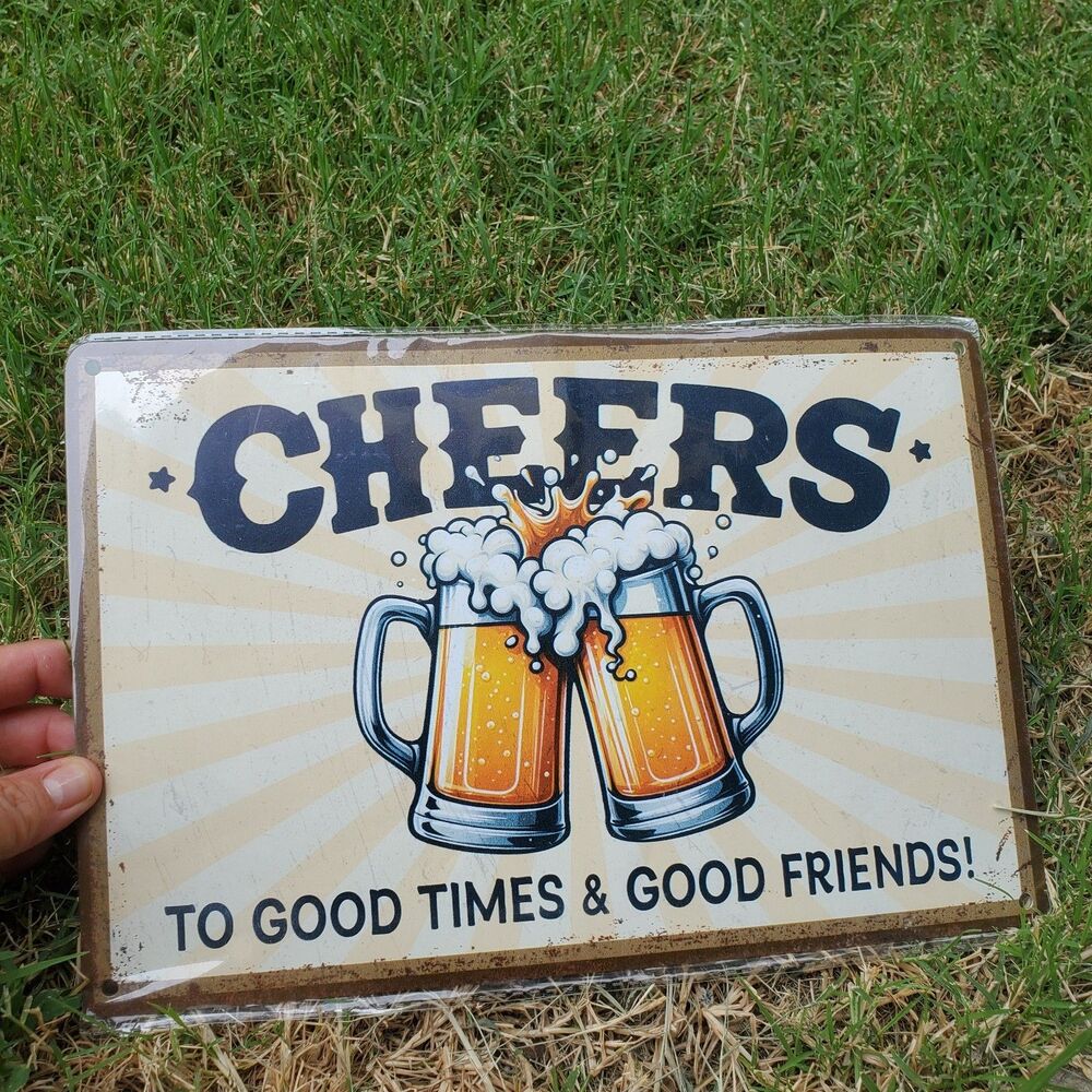 Cheers To Good Times Vintage Bar Wall Decor, 8x12 Inch Wooden
